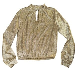 Express Golden Shimmer‎ Blouse Cutout Front/Back NWT XS